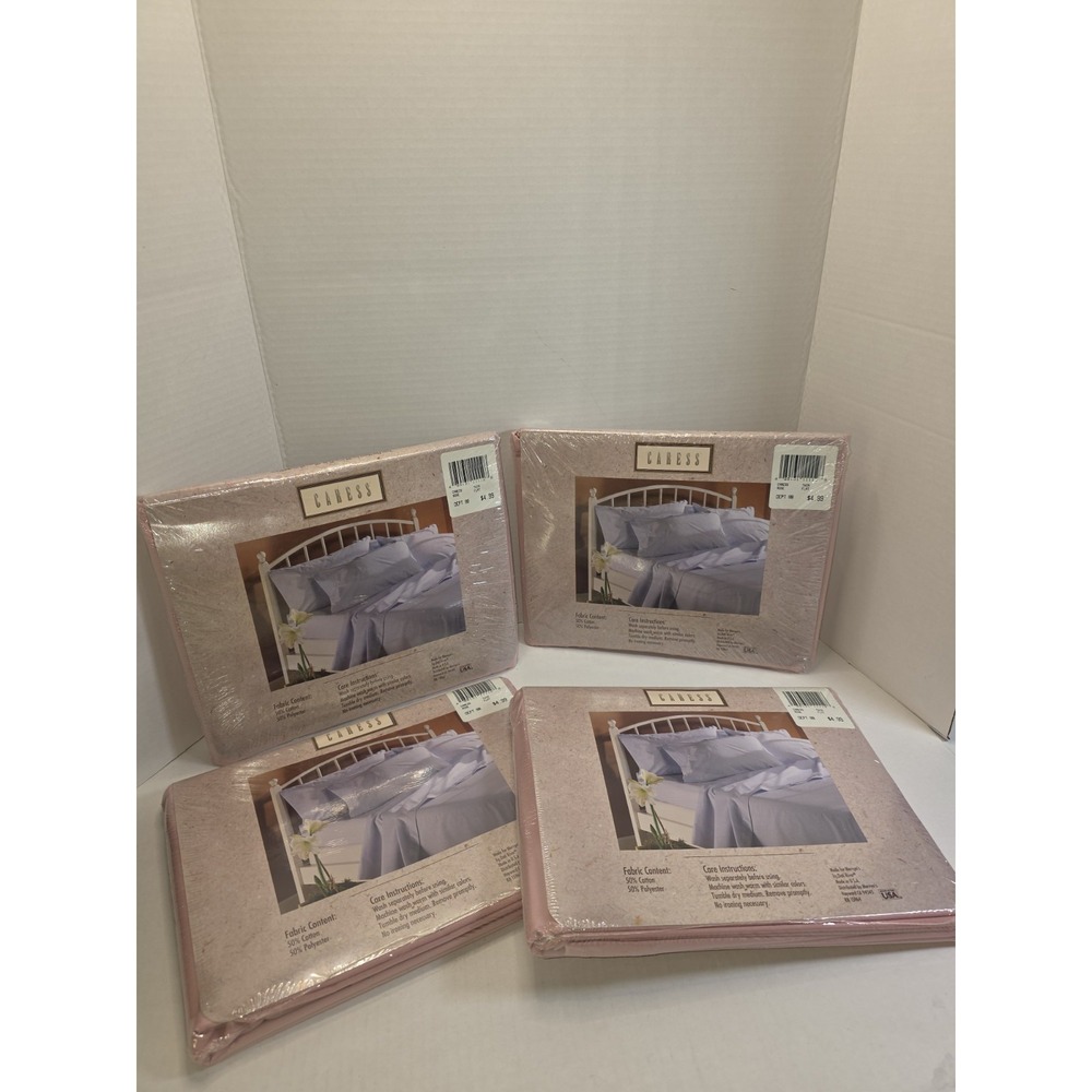 Vintage Mervyns Caress Lt Pink Twin Flat Sheet Lot Of 4  66 X 96 New Old Stock